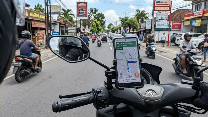 Holder HP Spion Motor Besi Tangguh Terpasang Kokoh di Motor