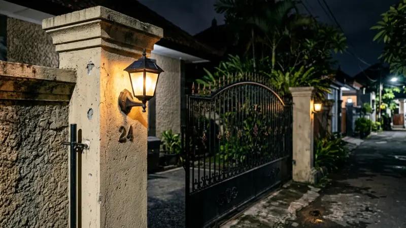 Penerangan pagar dan pilar gerbang depan rumah