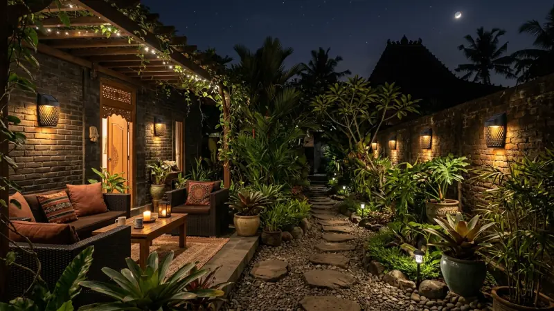 Penerangan teras, balkon, dan taman samping rumah