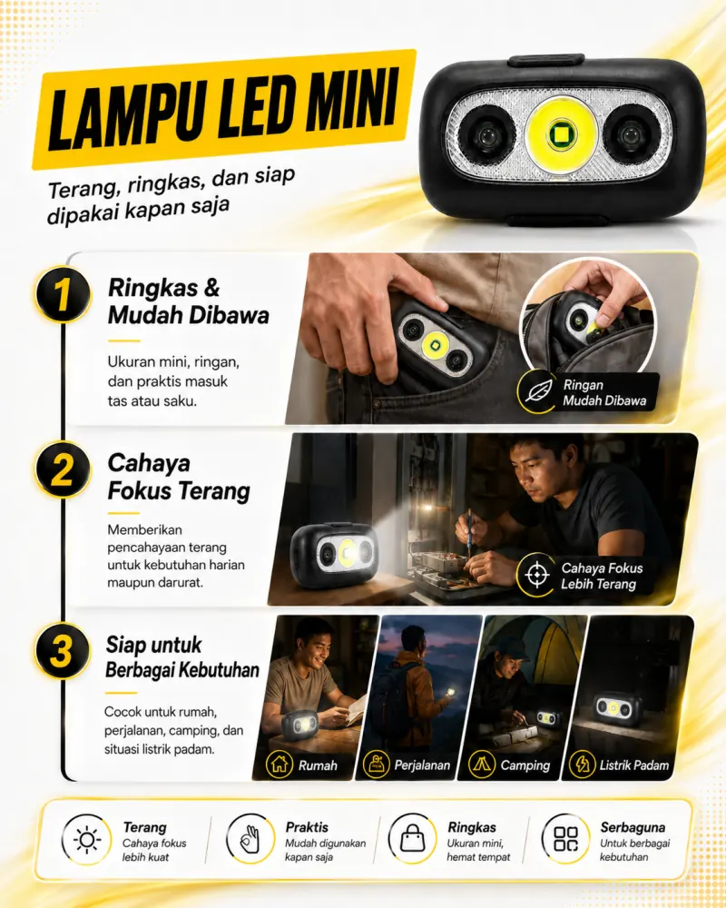 Lampu LED Mini - Ringkas, Cahaya Fokus, Siap untuk Berbagai Kebutuhan