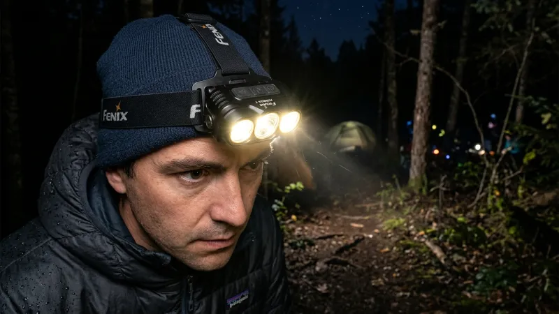 Lampu Senter LED Mini & Headlamp Sensor Gerak Terang di Malam Hari